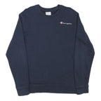 CHAMPION Mens Navy Blue Sweatshirt Crew Neck M Cotton Blend Classic Logo