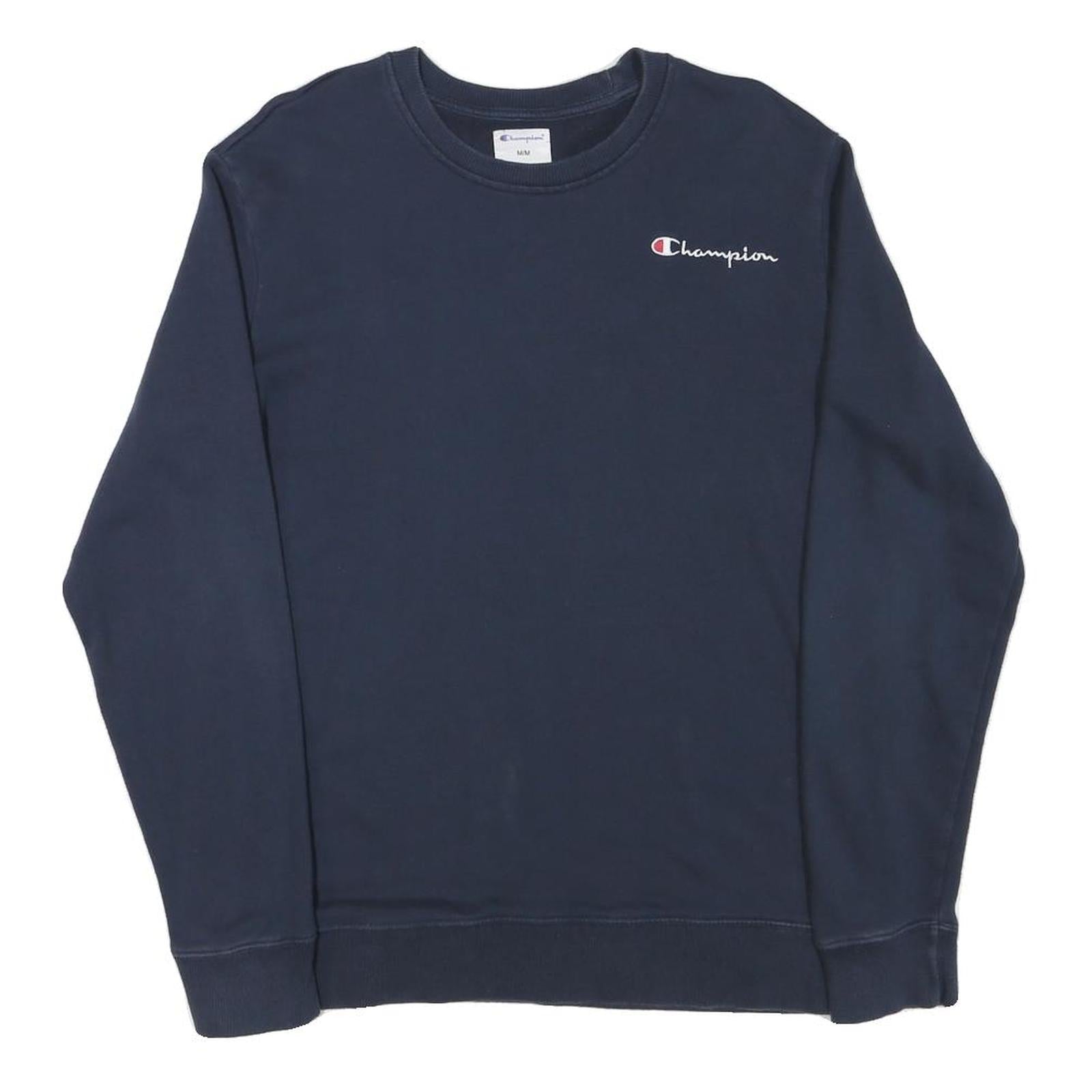 CHAMPION Mens Navy Blue Sweatshirt Crew Neck M Cotton Blend Classic Logo