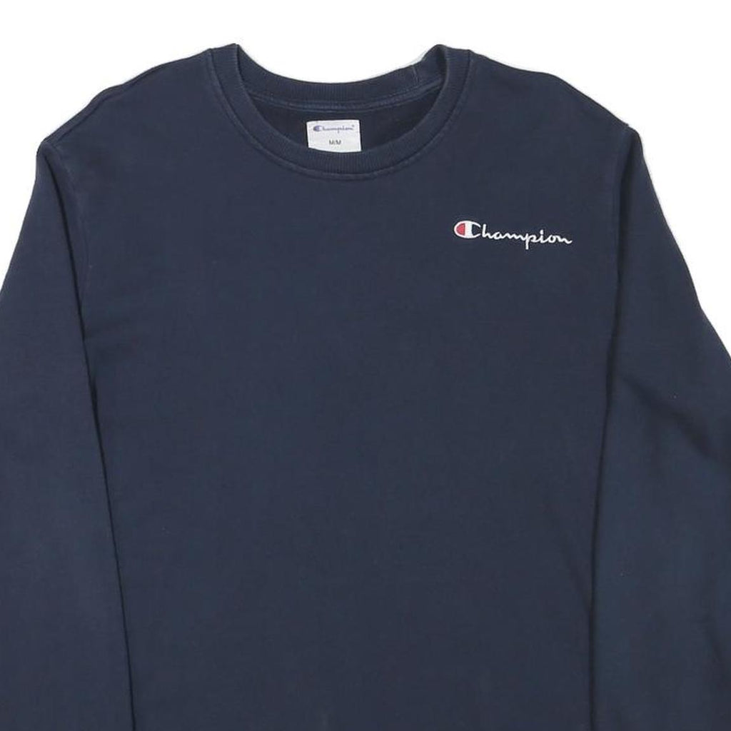 CHAMPION Mens Navy Blue Sweatshirt Crew Neck M Cotton Blend Classic Logo