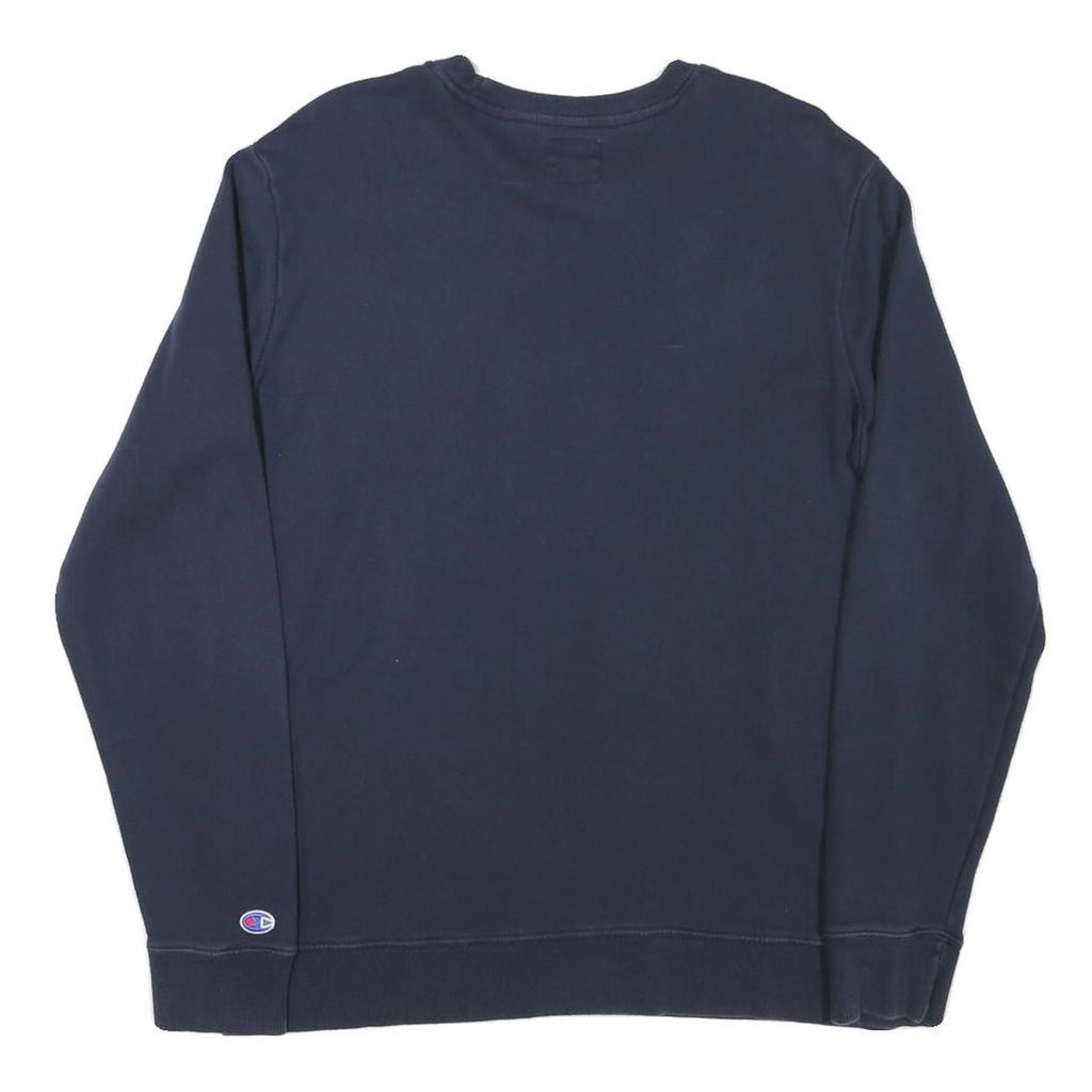 CHAMPION Mens Navy Blue Sweatshirt Crew Neck M Cotton Blend Classic Logo