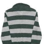 TOMMY HILFIGER Mens Green & Grey Patterned Jumper V-Neck Basic Knit XS Cotton