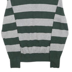 TOMMY HILFIGER Mens Green & Grey Patterned Jumper V-Neck Basic Knit XS Cotton