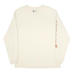CARHARTT Mens Cream Long Sleeve Crew Neck T-Shirt L Logo Print Casual