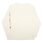 CARHARTT Mens Cream Long Sleeve Crew Neck T-Shirt L Logo Print Casual