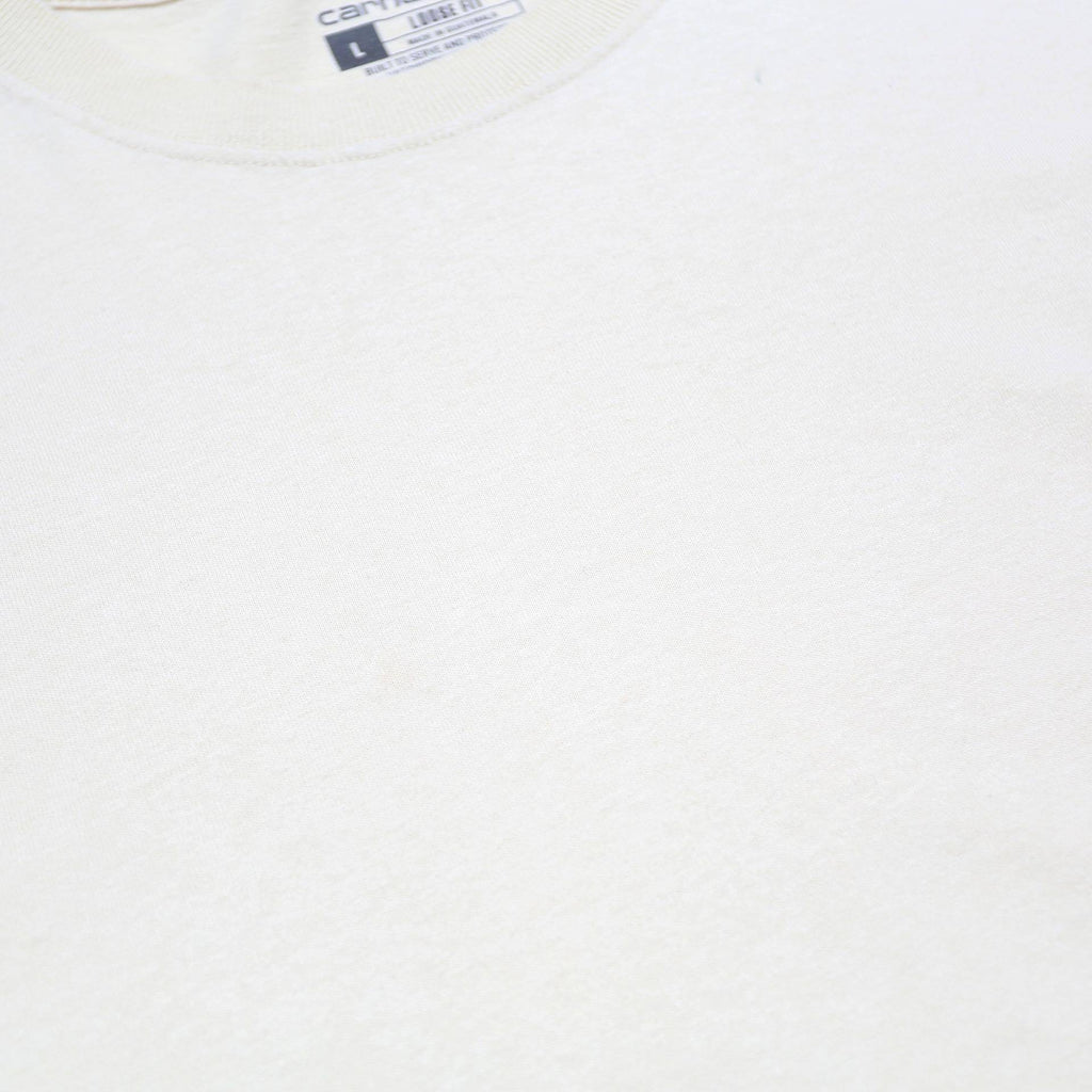 CARHARTT Mens Cream Long Sleeve Crew Neck T-Shirt L Logo Print Casual
