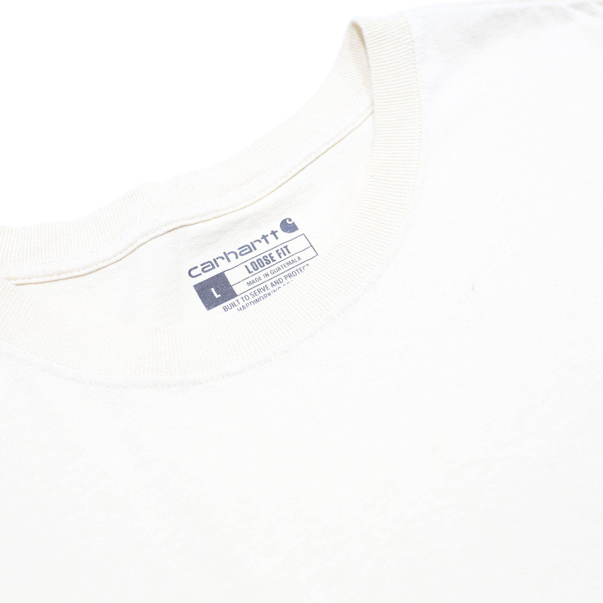 CARHARTT Mens Cream Long Sleeve Crew Neck T-Shirt L Logo Print Casual