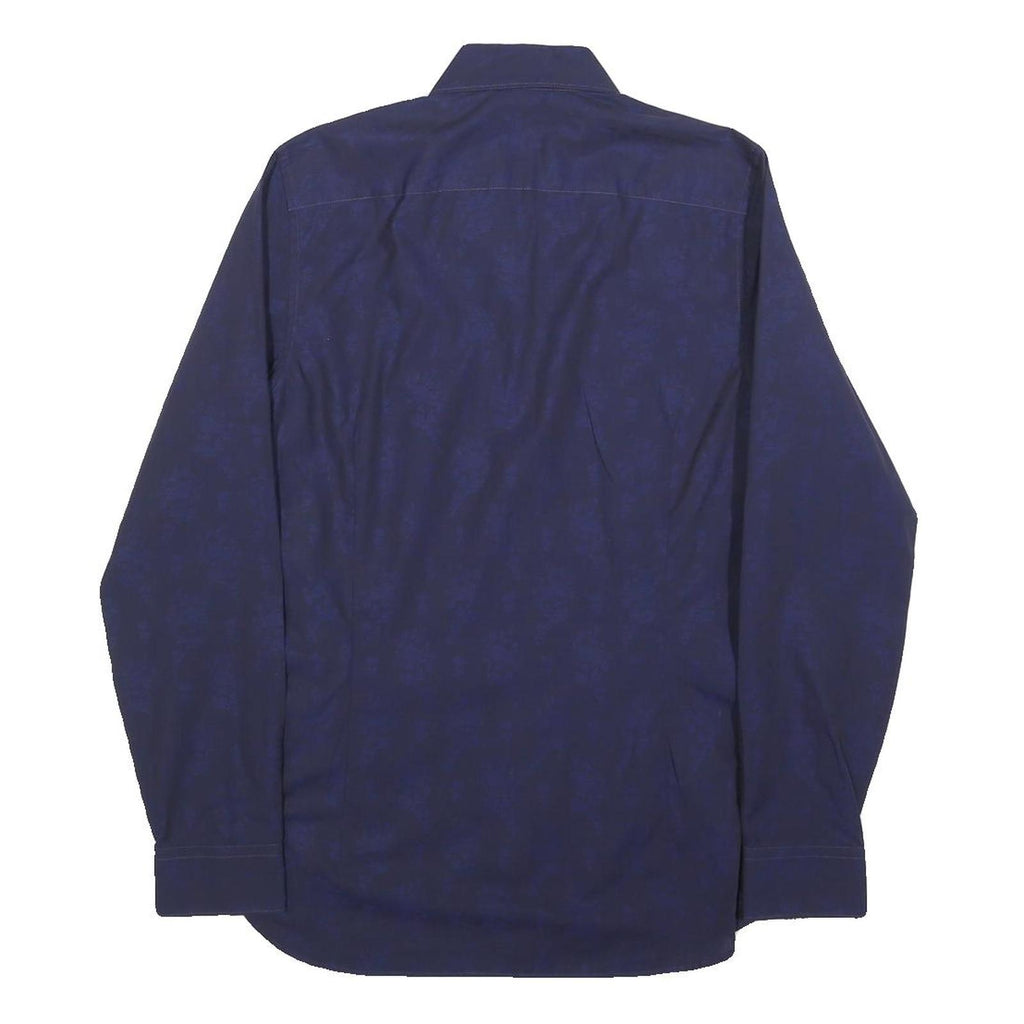 TED BAKER Mens Navy Blue Plain Shirt XS Cotton Blend Stylish Button Shirt