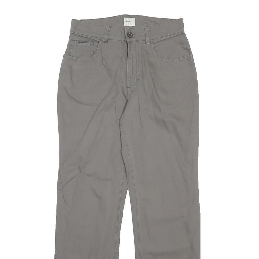 CALVIN KLEIN JEANS Womens Cotton Blend Grey Regular Straight Trousers W27 L27