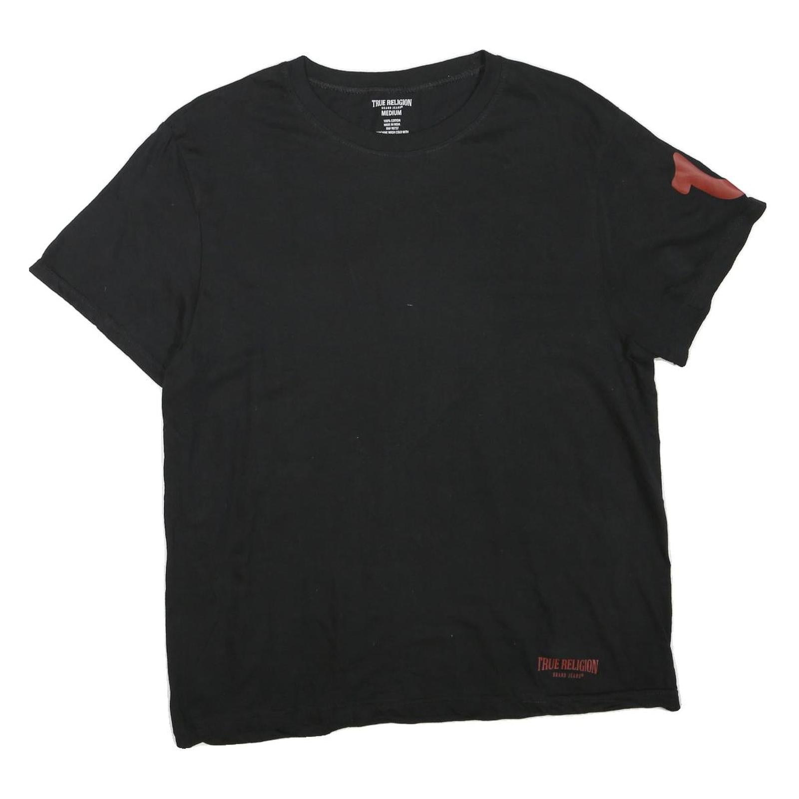 TRUE RELIGION Womens Black Graphic T-Shirt M Short Sleeve Crew Neck Cotton Blend