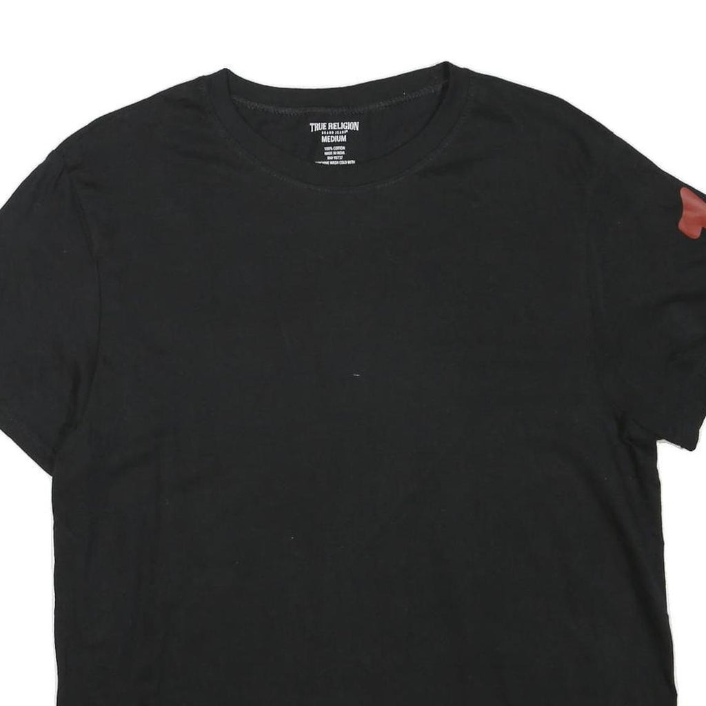 TRUE RELIGION Womens Black Graphic T-Shirt M Short Sleeve Crew Neck Cotton Blend