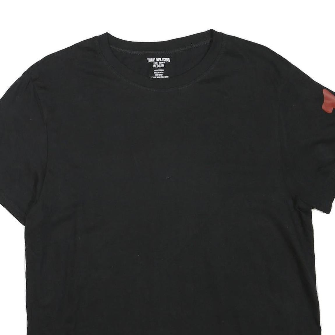 TRUE RELIGION Womens Black Graphic T-Shirt M Short Sleeve Crew Neck Cotton Blend