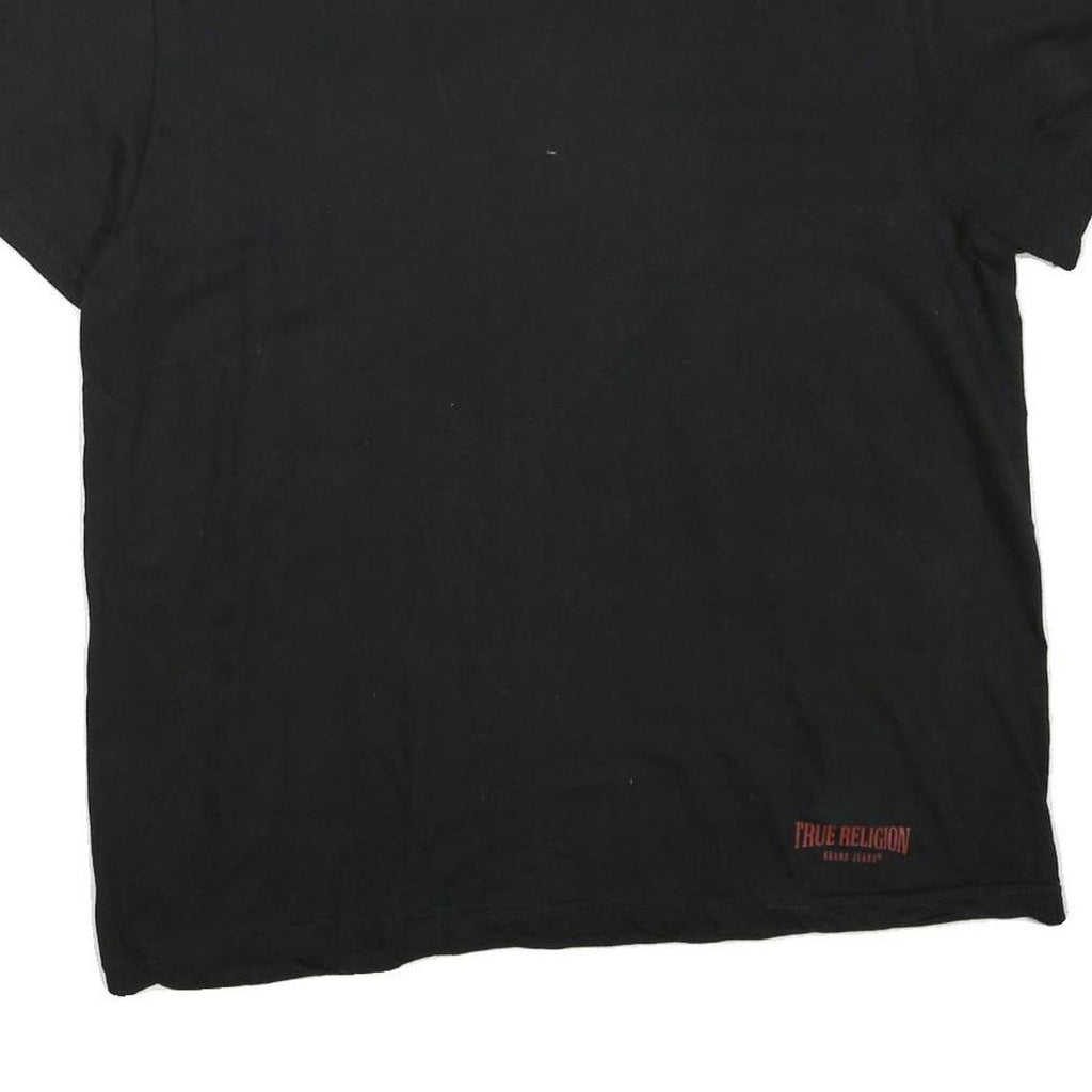 TRUE RELIGION Womens Black Graphic T-Shirt M Short Sleeve Crew Neck Cotton Blend