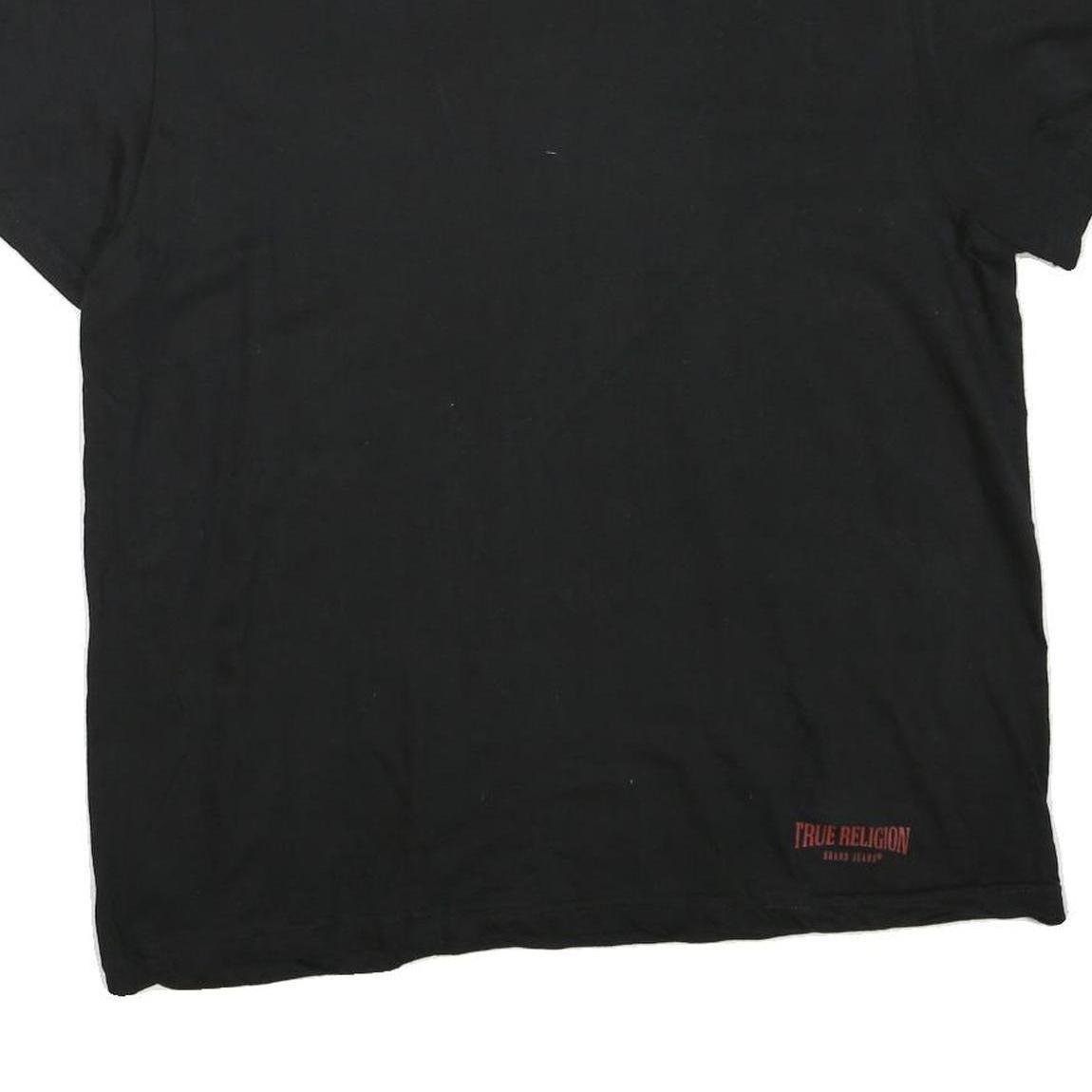 TRUE RELIGION Womens Black Graphic T-Shirt M Short Sleeve Crew Neck Cotton Blend