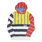 HILFIGER DENIM Mens Yellow & Red Striped Pullover Hoodie XS Cotton Blend Casual