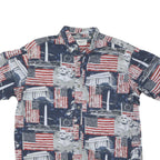 AMERICAN Mens Blue Red White Cotton Blend Short Sleeve Shirt L Stars Stripes USA