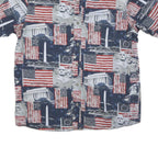 AMERICAN Mens Blue Red White Cotton Blend Short Sleeve Shirt L Stars Stripes USA