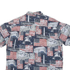 AMERICAN Mens Blue Red White Cotton Blend Short Sleeve Shirt L Stars Stripes USA