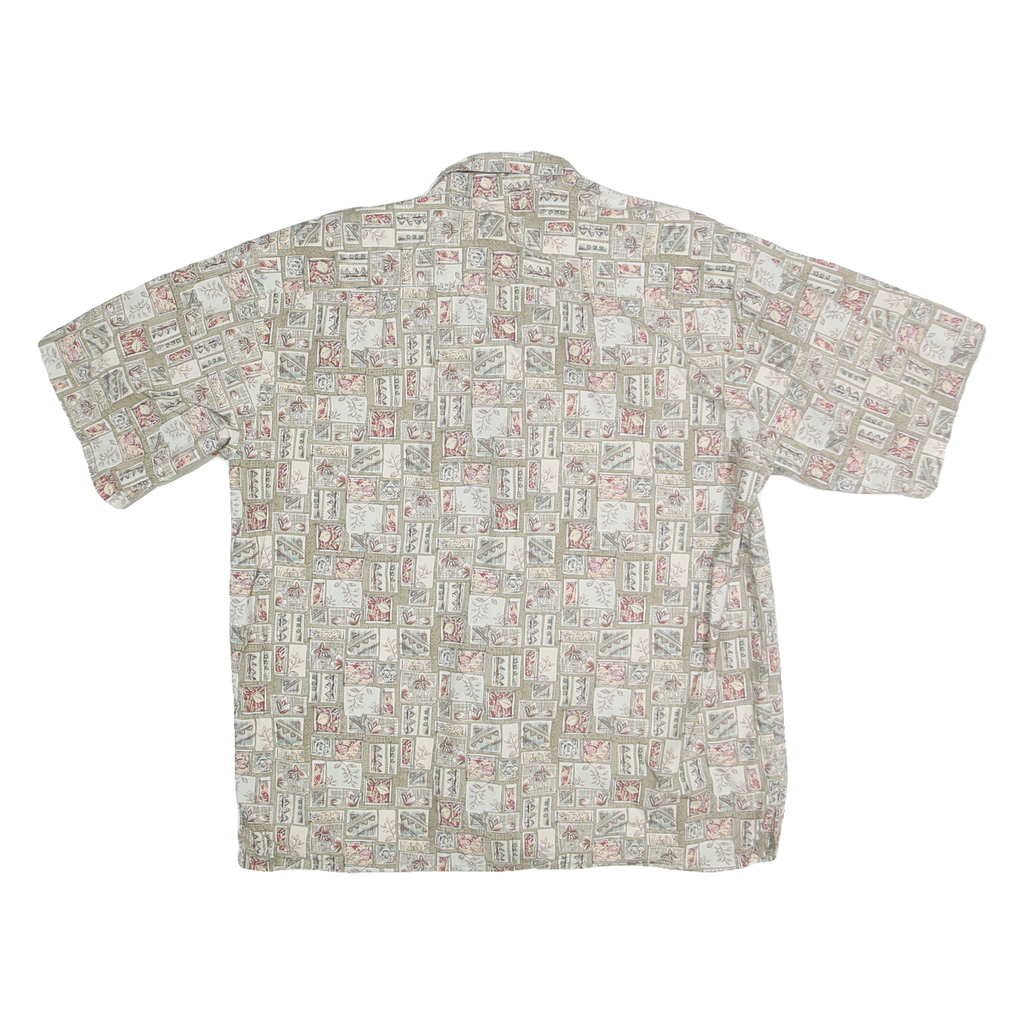 COOKE STREET Mens Beige & Red Pattern Cotton Blend Shirt L Casual Summer Style