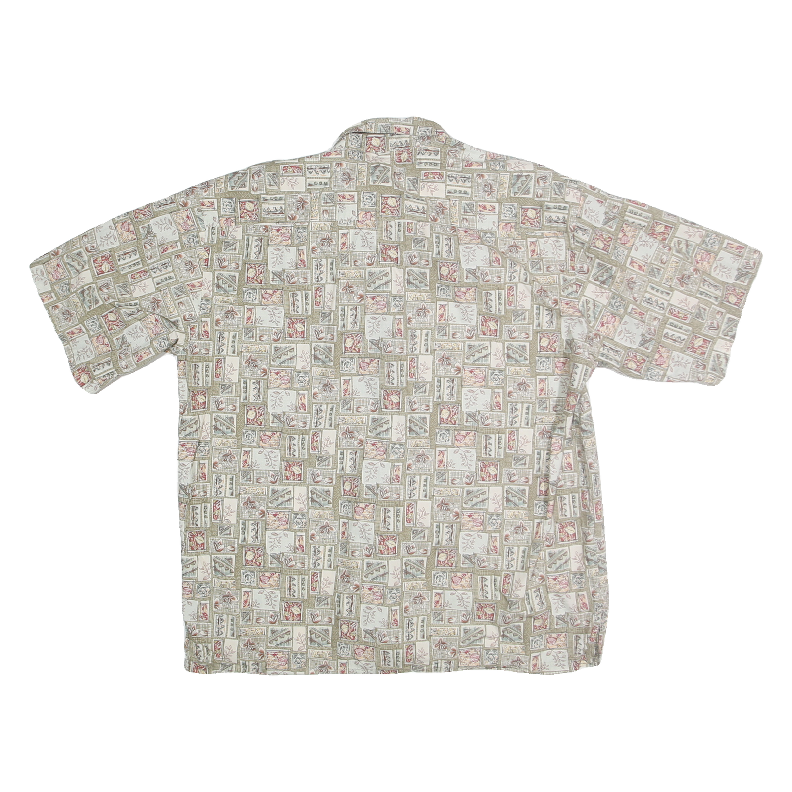 COOKE STREET Mens Beige & Red Pattern Cotton Blend Shirt L Casual Summer Style