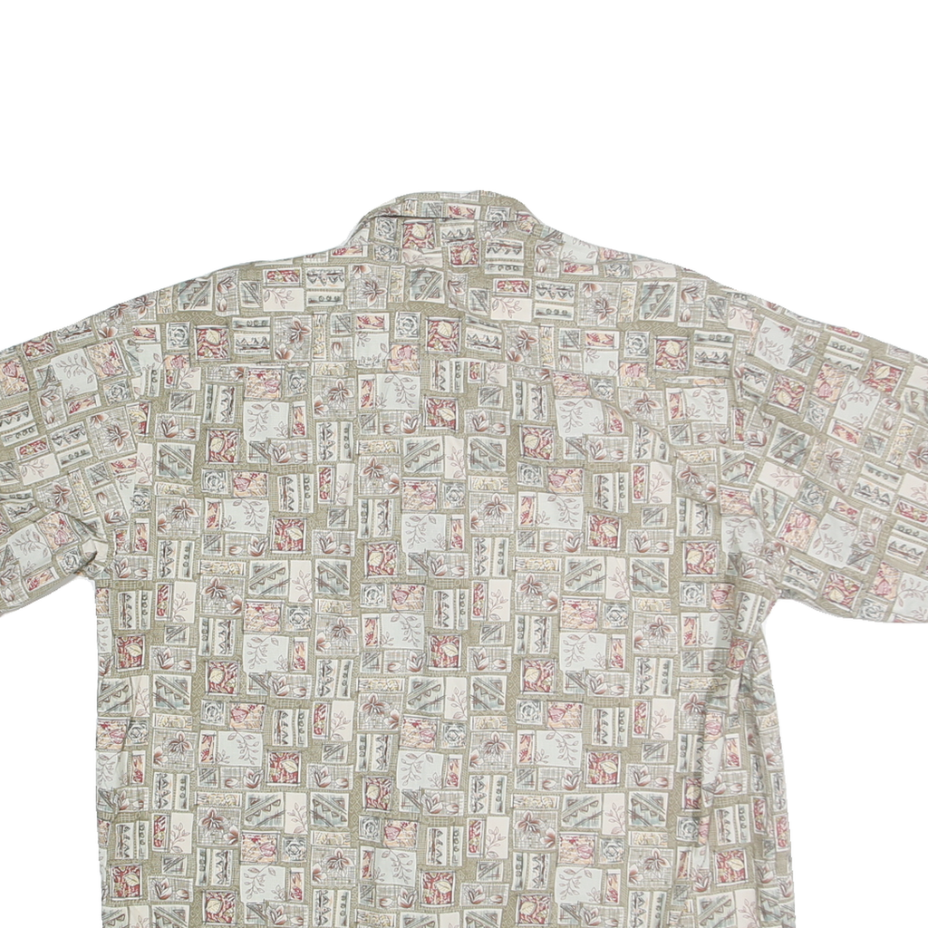 COOKE STREET Mens Beige & Red Pattern Cotton Blend Shirt L Casual Summer Style