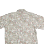 COOKE STREET Mens Beige & Red Pattern Cotton Blend Shirt L Casual Summer Style