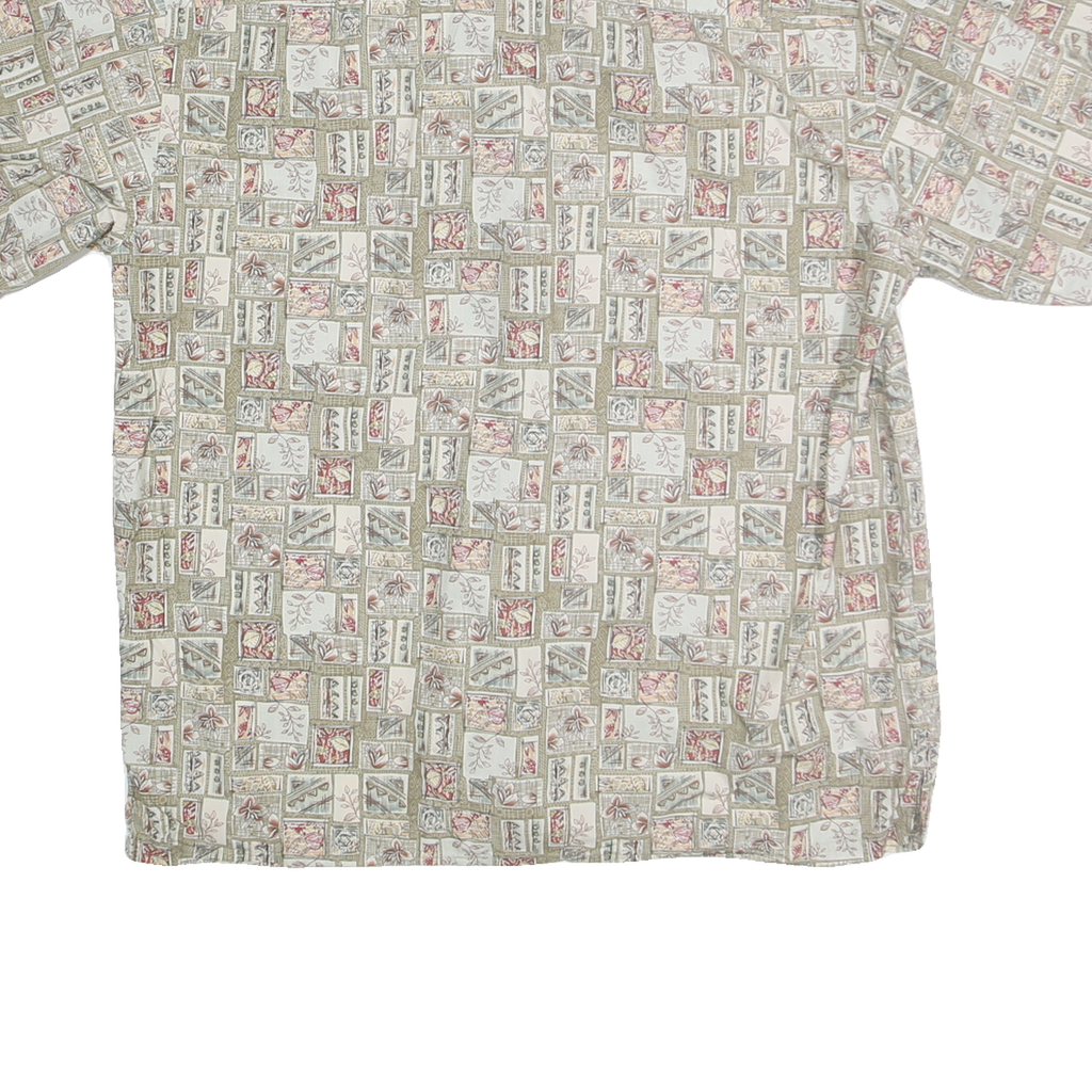 COOKE STREET Mens Beige & Red Pattern Cotton Blend Shirt L Casual Summer Style