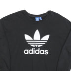 ADIDAS Womens Black Cotton Blend Crew Neck UK 18 Sweatshirt Logo Print