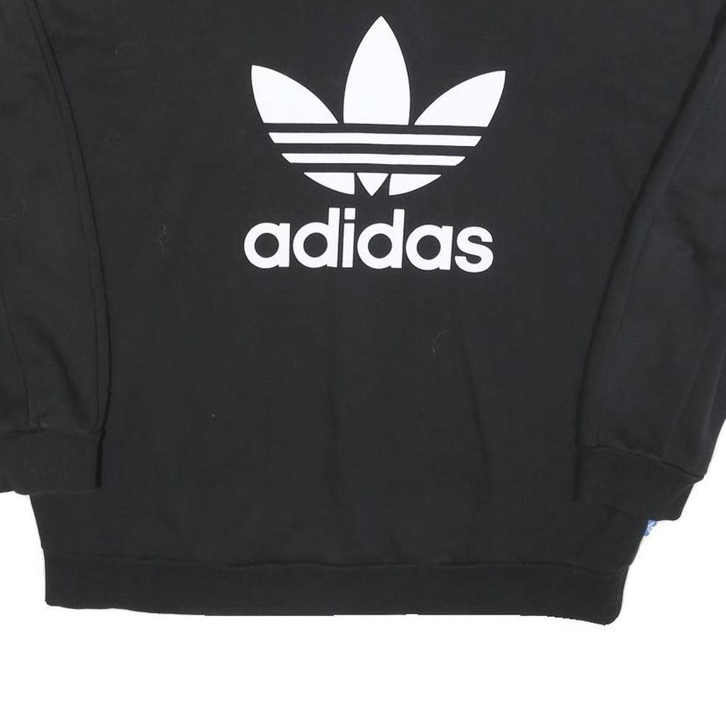 ADIDAS Womens Black Cotton Blend Crew Neck UK 18 Sweatshirt Logo Print