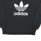 ADIDAS Womens Black Cotton Blend Crew Neck UK 18 Sweatshirt Logo Print