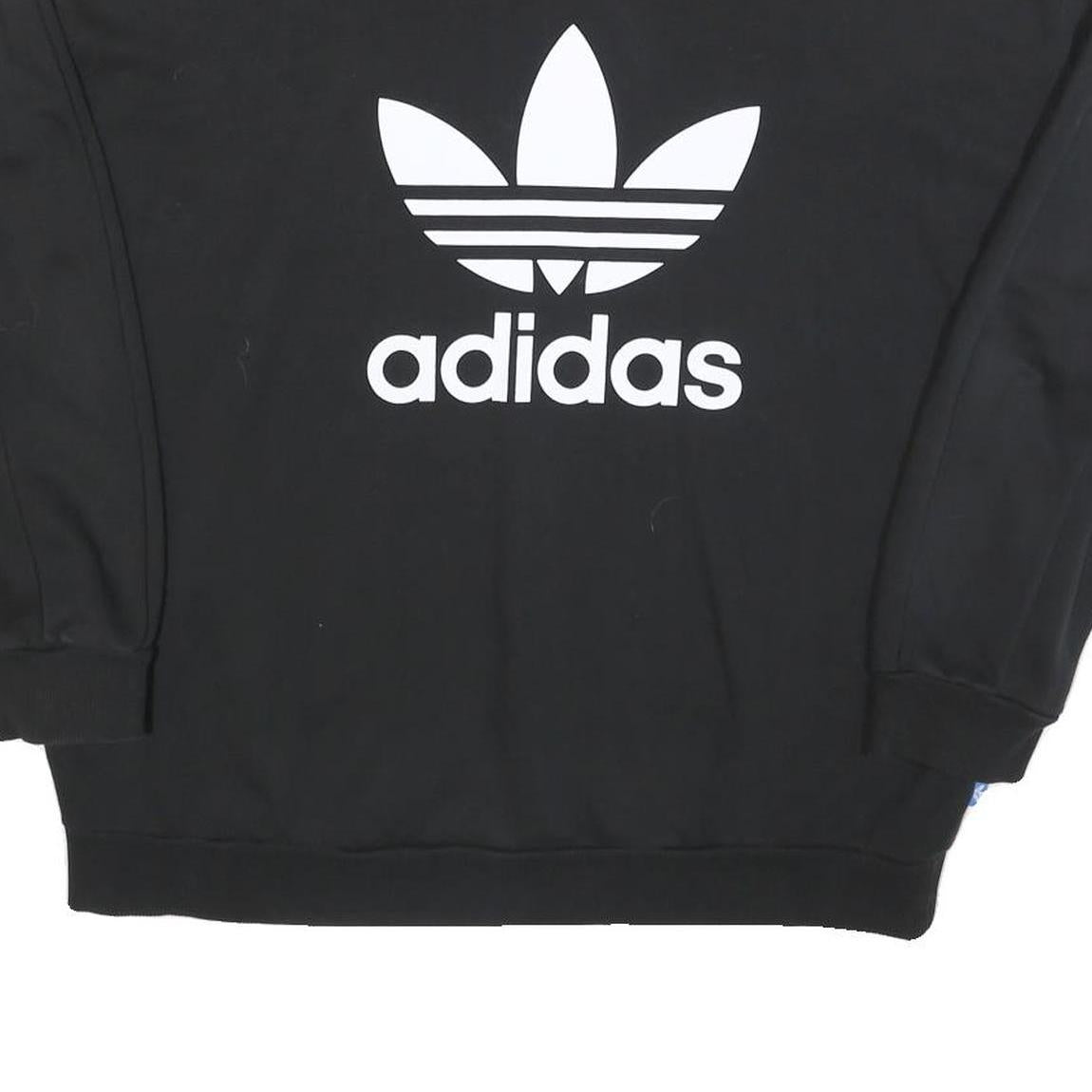 ADIDAS Womens Black Cotton Blend Crew Neck UK 18 Sweatshirt Logo Print