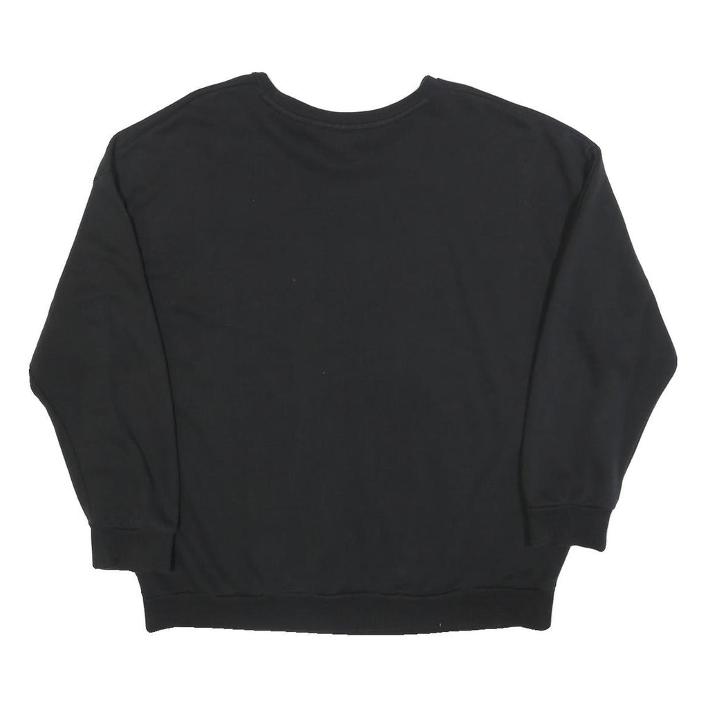 ADIDAS Womens Black Cotton Blend Crew Neck UK 18 Sweatshirt Logo Print