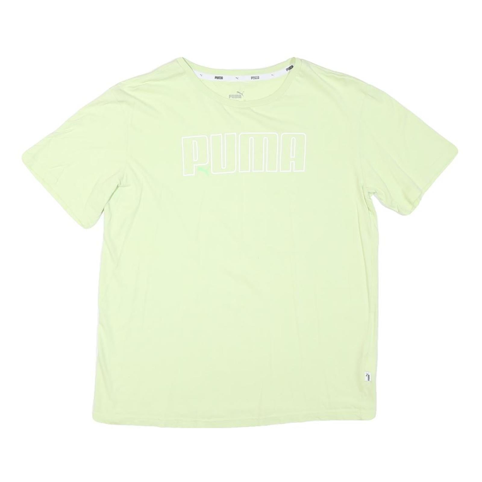 PUMA Mens Light Green Graphic T-Shirt S Short Sleeve Crew Neck Cotton Blend