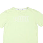 PUMA Mens Light Green Graphic T-Shirt S Short Sleeve Crew Neck Cotton Blend