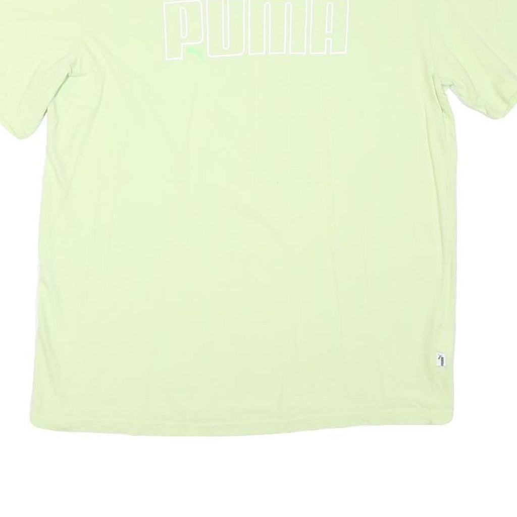 PUMA Mens Light Green Graphic T-Shirt S Short Sleeve Crew Neck Cotton Blend