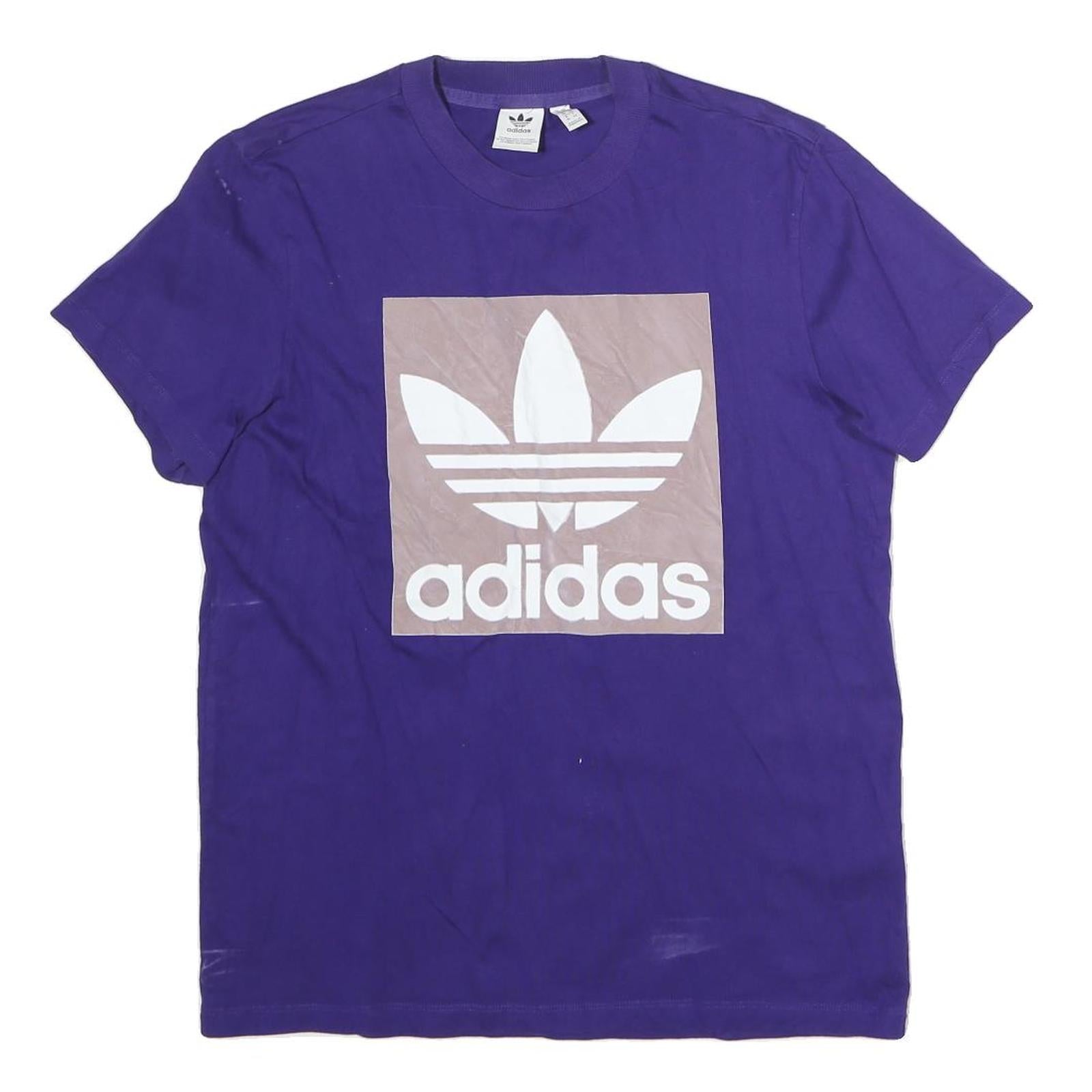 ADIDAS Womens Purple Cotton Graphic T-Shirt UK 10 Short Sleeve Crew Neck Branded