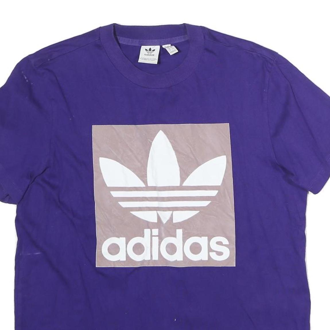 ADIDAS Womens Purple Cotton Graphic T-Shirt UK 10 Short Sleeve Crew Neck Branded
