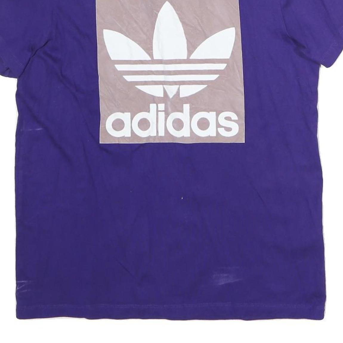 ADIDAS Womens Purple Cotton Graphic T-Shirt UK 10 Short Sleeve Crew Neck Branded