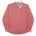 TOMMY HILFIGER Mens Red & Blue Check Shirt L Classic Fit Button Front Casual