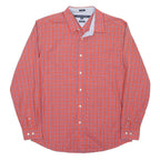TOMMY HILFIGER Mens Red & Blue Check Shirt L Classic Fit Button Front Casual