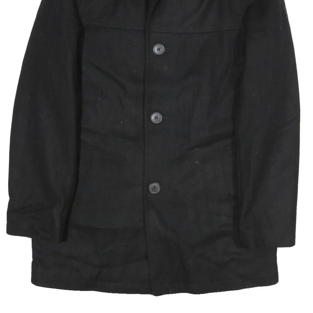 TOMMY HILFIGER Mens Black Cotton Classic Jacket XS Button Plain Stylish Winter