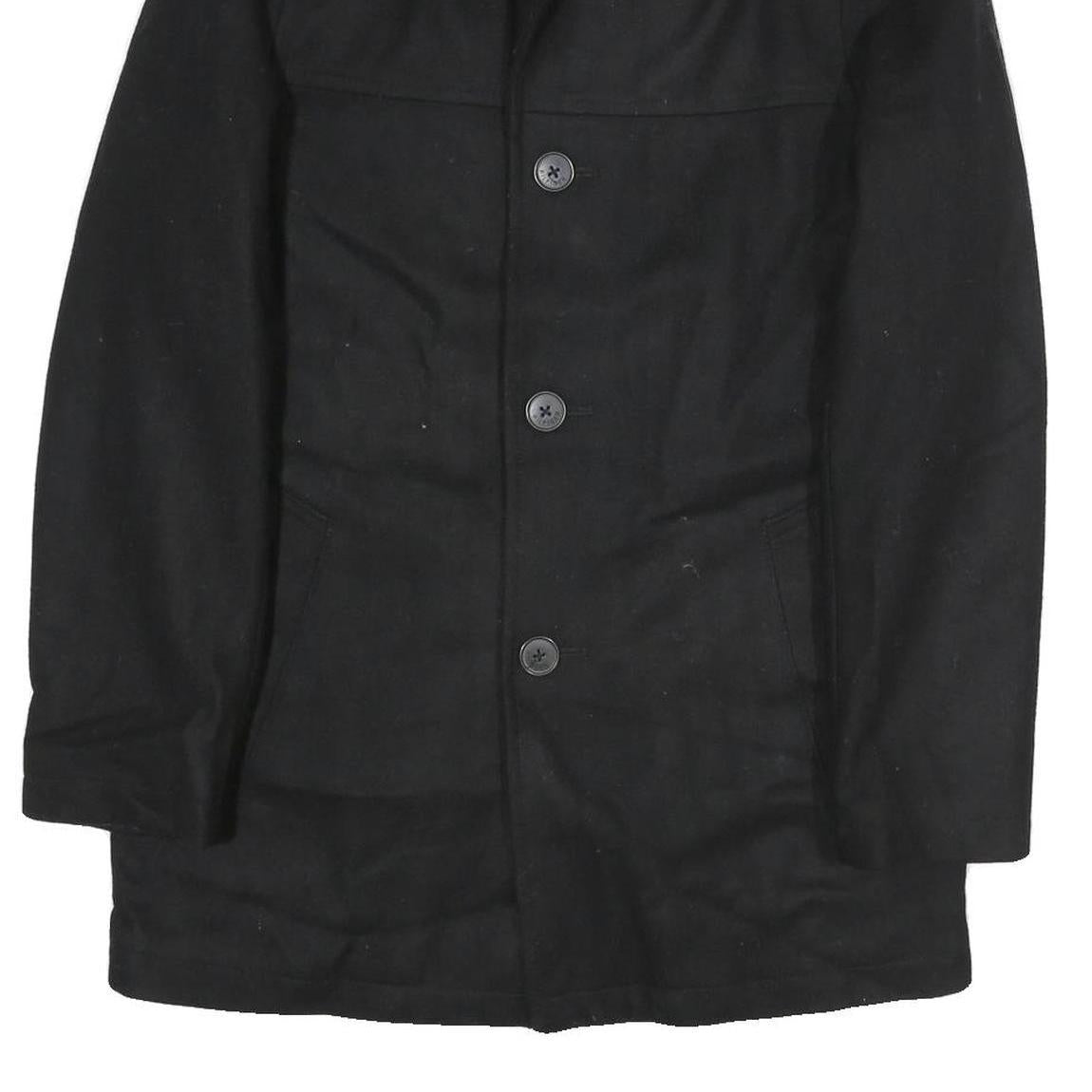 TOMMY HILFIGER Mens Black Cotton Classic Jacket XS Button Plain Stylish Winter