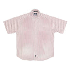 DOCKERS Mens Pink & White Striped Cotton Shirt L Button Collar Casual Summer