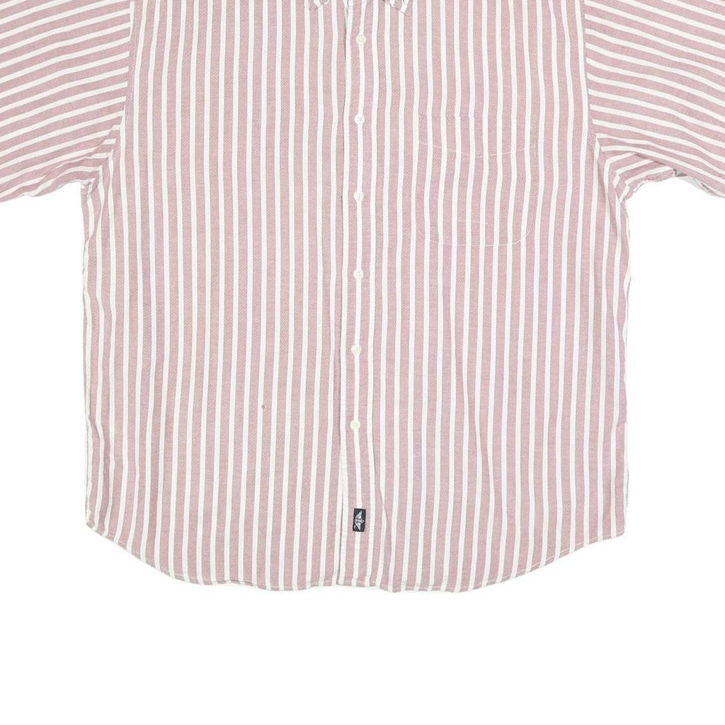 DOCKERS Mens Pink & White Striped Cotton Shirt L Button Collar Casual Summer