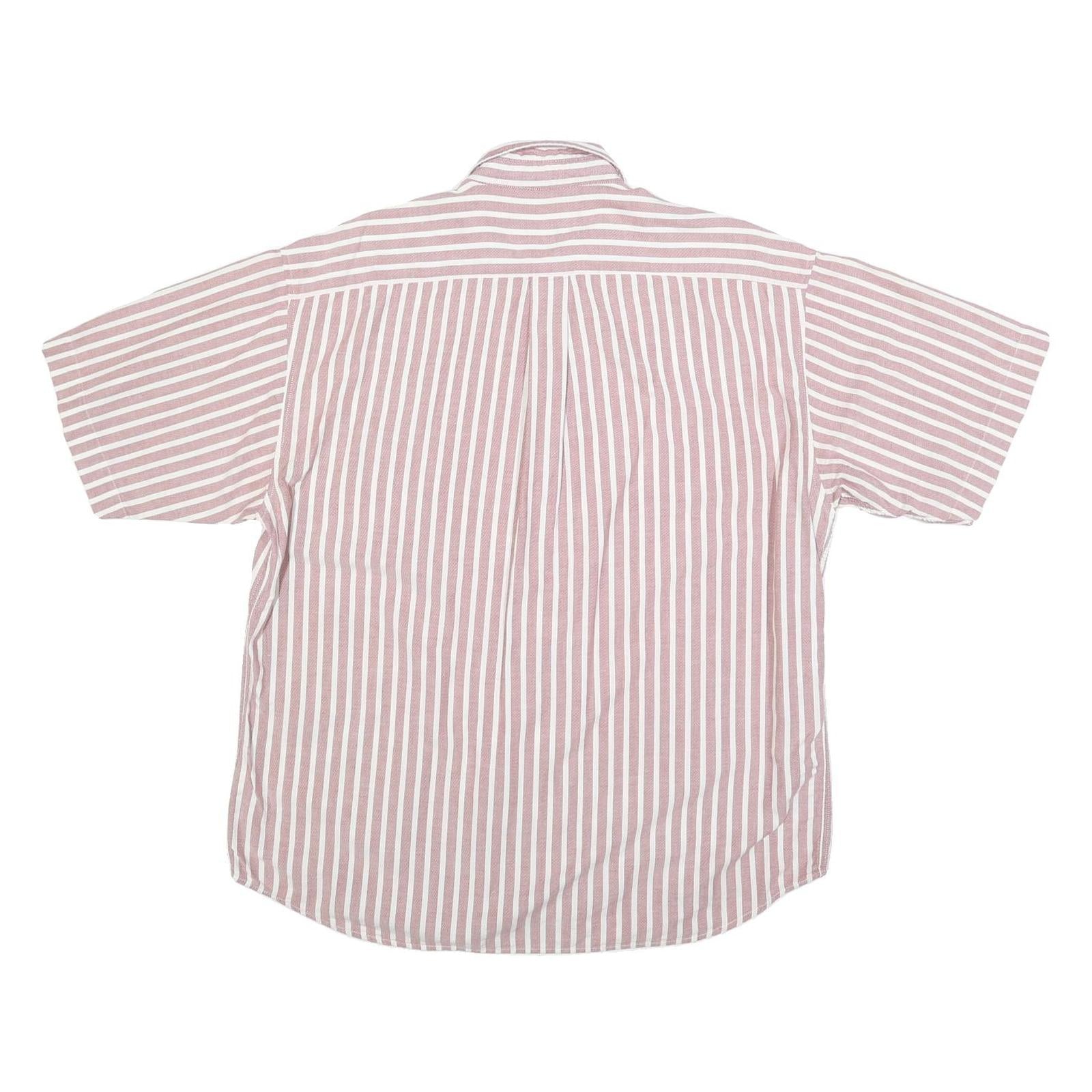 DOCKERS Mens Pink & White Striped Cotton Shirt L Button Collar Casual Summer