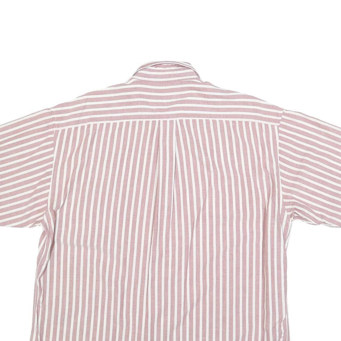 DOCKERS Mens Pink & White Striped Cotton Shirt L Button Collar Casual Summer