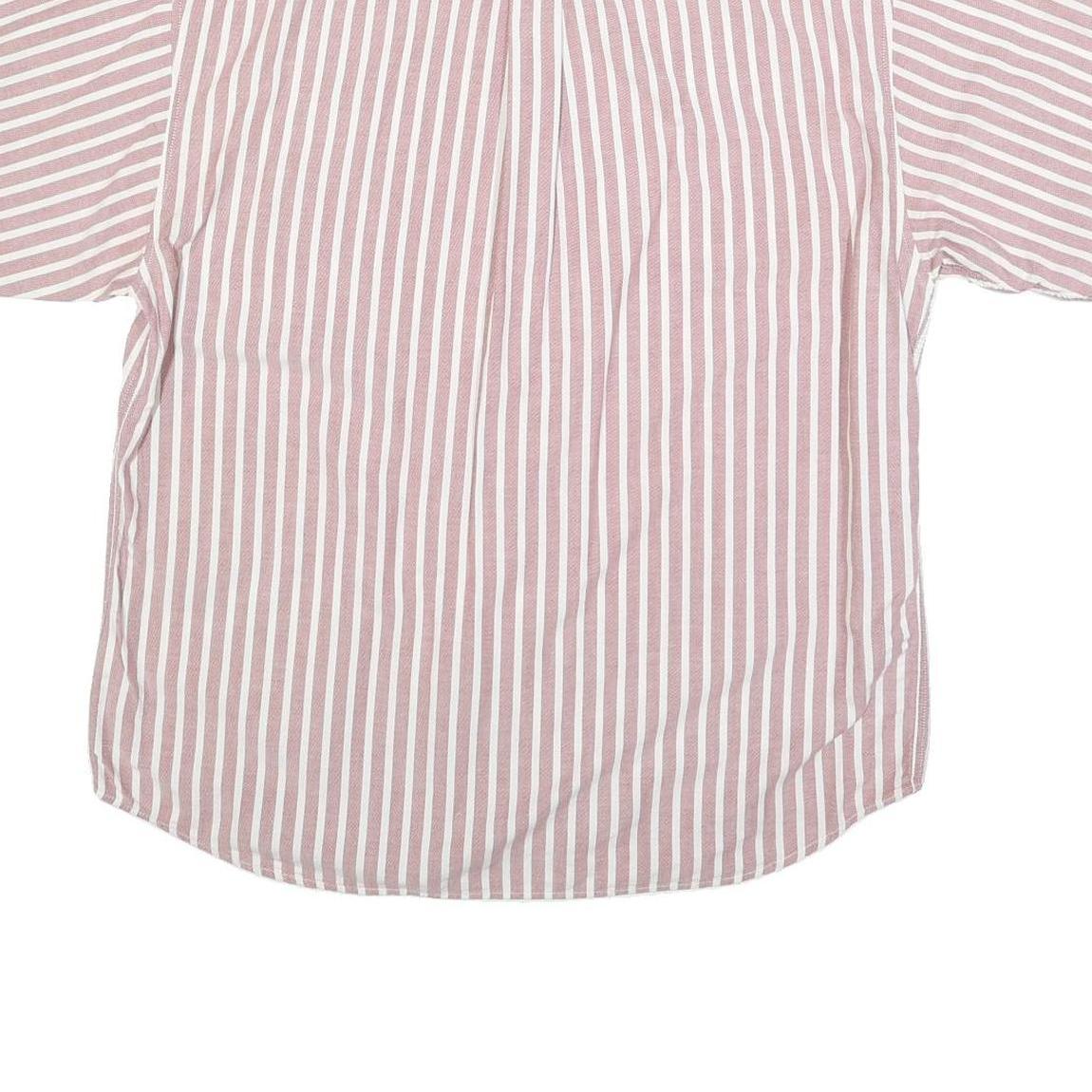DOCKERS Mens Pink & White Striped Cotton Shirt L Button Collar Casual Summer