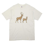 FRUIT OF THE LOOM Single Stitch Mens White Deer Graphic T-Shirt XL Short Sleeve