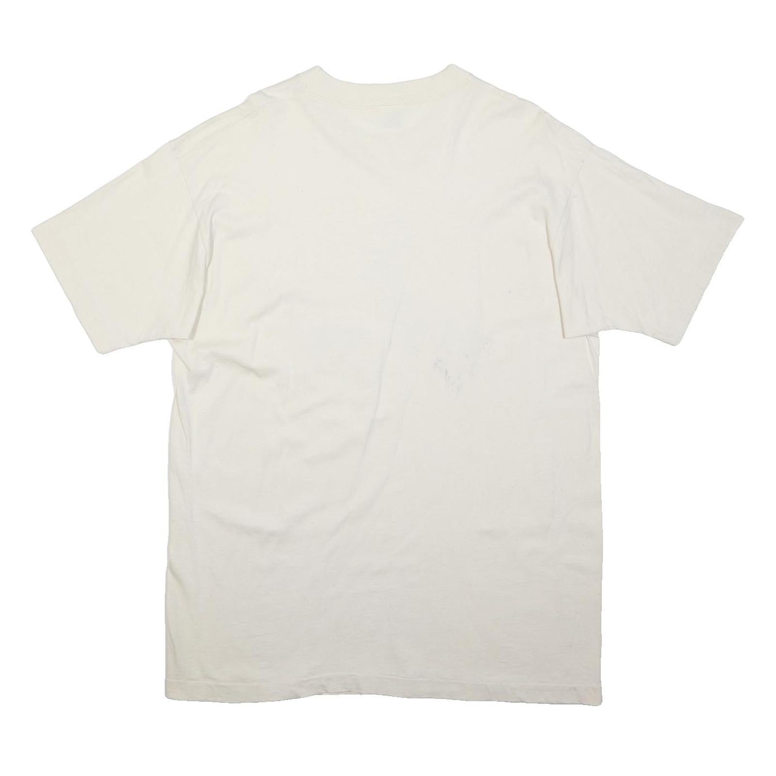 FRUIT OF THE LOOM Single Stitch Mens White Deer Graphic T-Shirt XL Short Sleeve