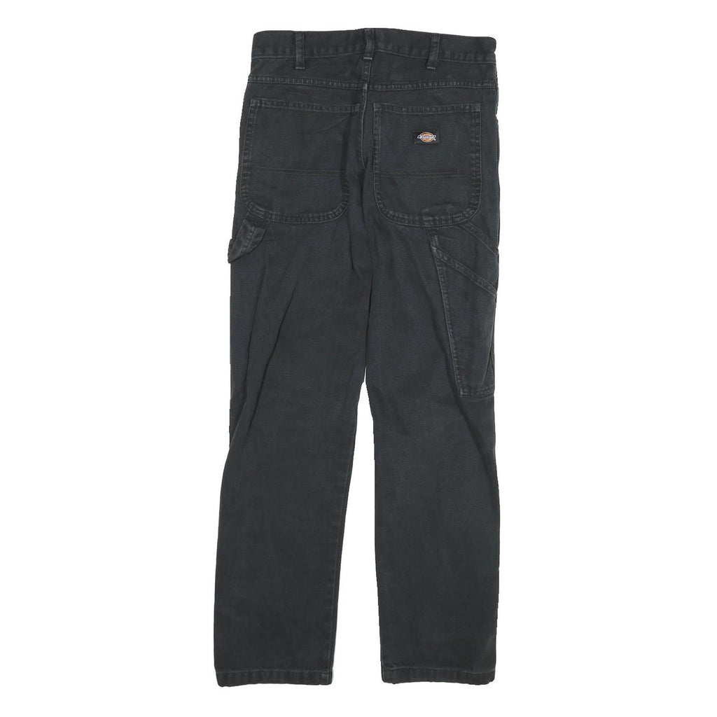 DICKIES Mens Cotton Blend Black Regular Straight Trousers W28 L29 Workwear Zip