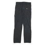 DICKIES Mens Cotton Blend Black Regular Straight Trousers W28 L29 Workwear Zip